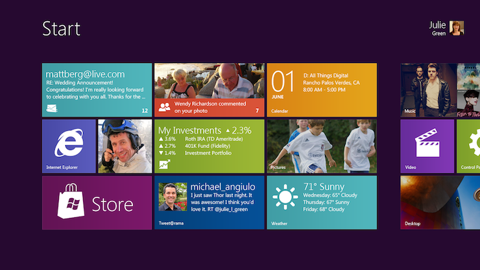 Der Windows 8 Startbildschirm (Bildquelle: Microsoft)